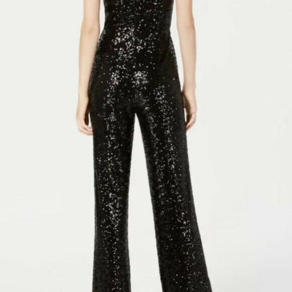 Emerald Sundae Black Sequin Pant Jumpsuit Evening - Picture 3 of 4